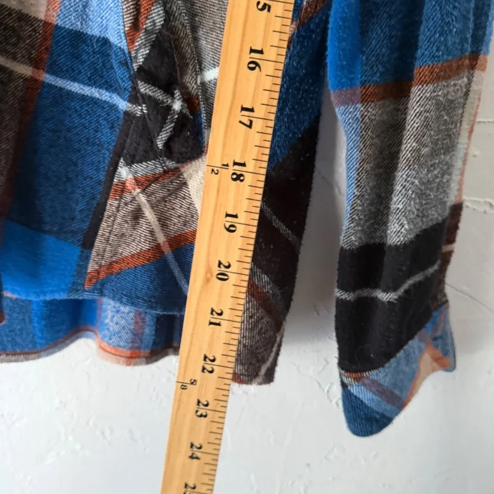 Woolrich Plaid Button Up Shirt Jacket Blue Orange Black Womens S P Outdoor Cabin - Picture 7 of 11
